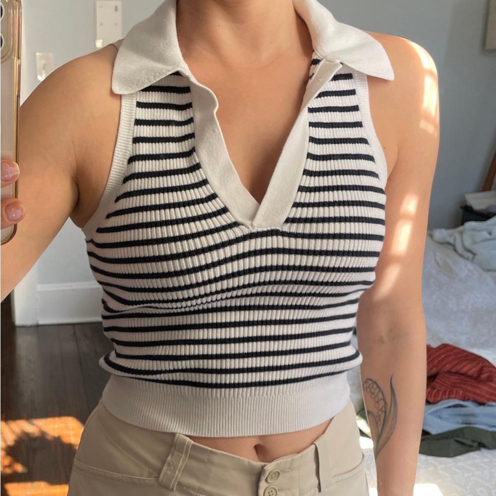 A&F - Striped Collared Tank (M)